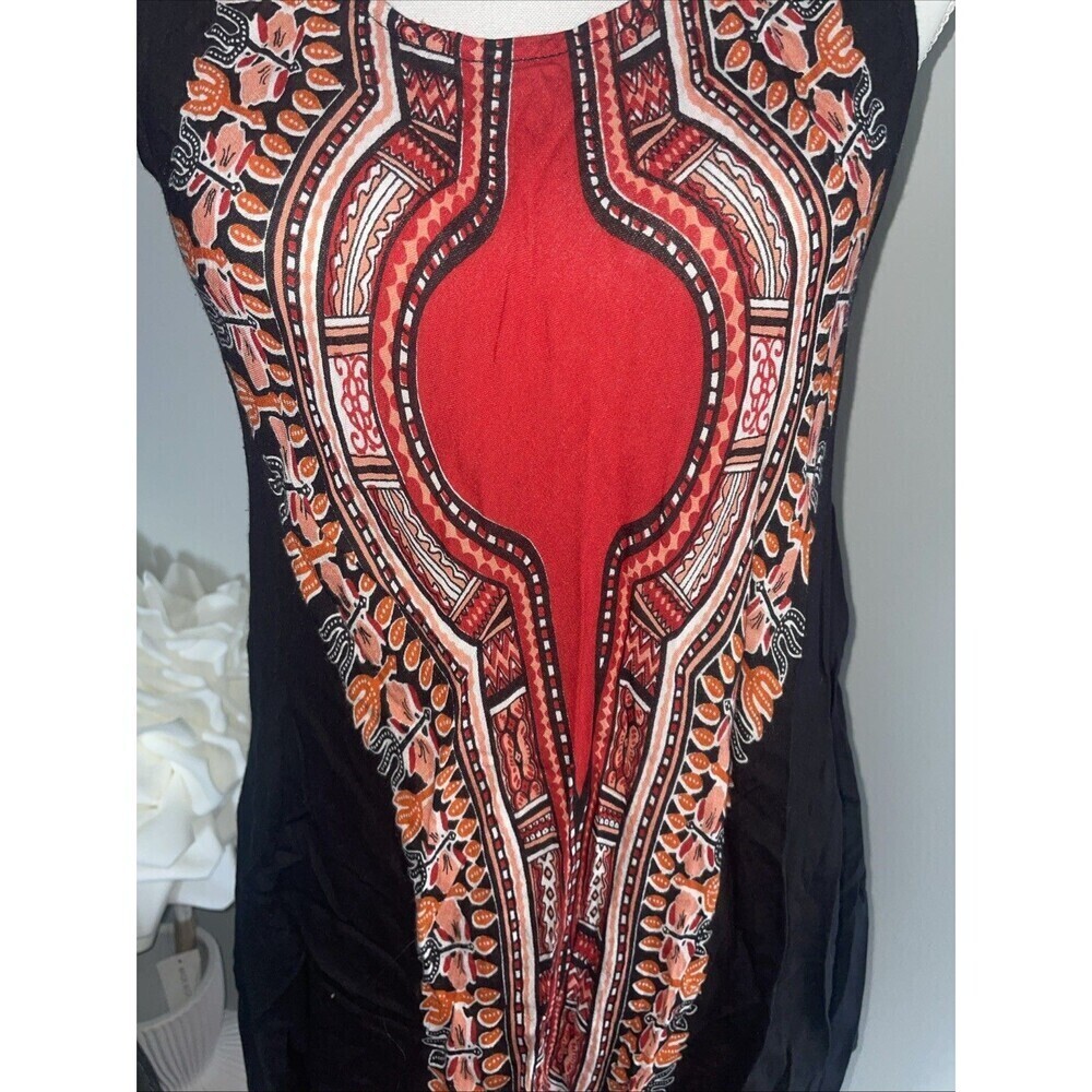 Step In Style Dress Sleeveless Black Printed Triangle Hem Size XL - Picture 2 of 5